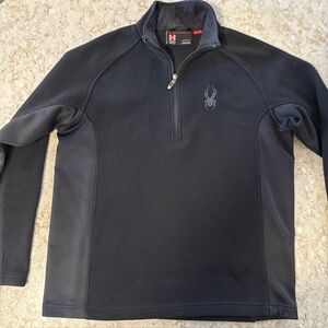 Spyder Men’s L Black 1/4 Zip Core Sweater Pullover Fleece Jacket Logo